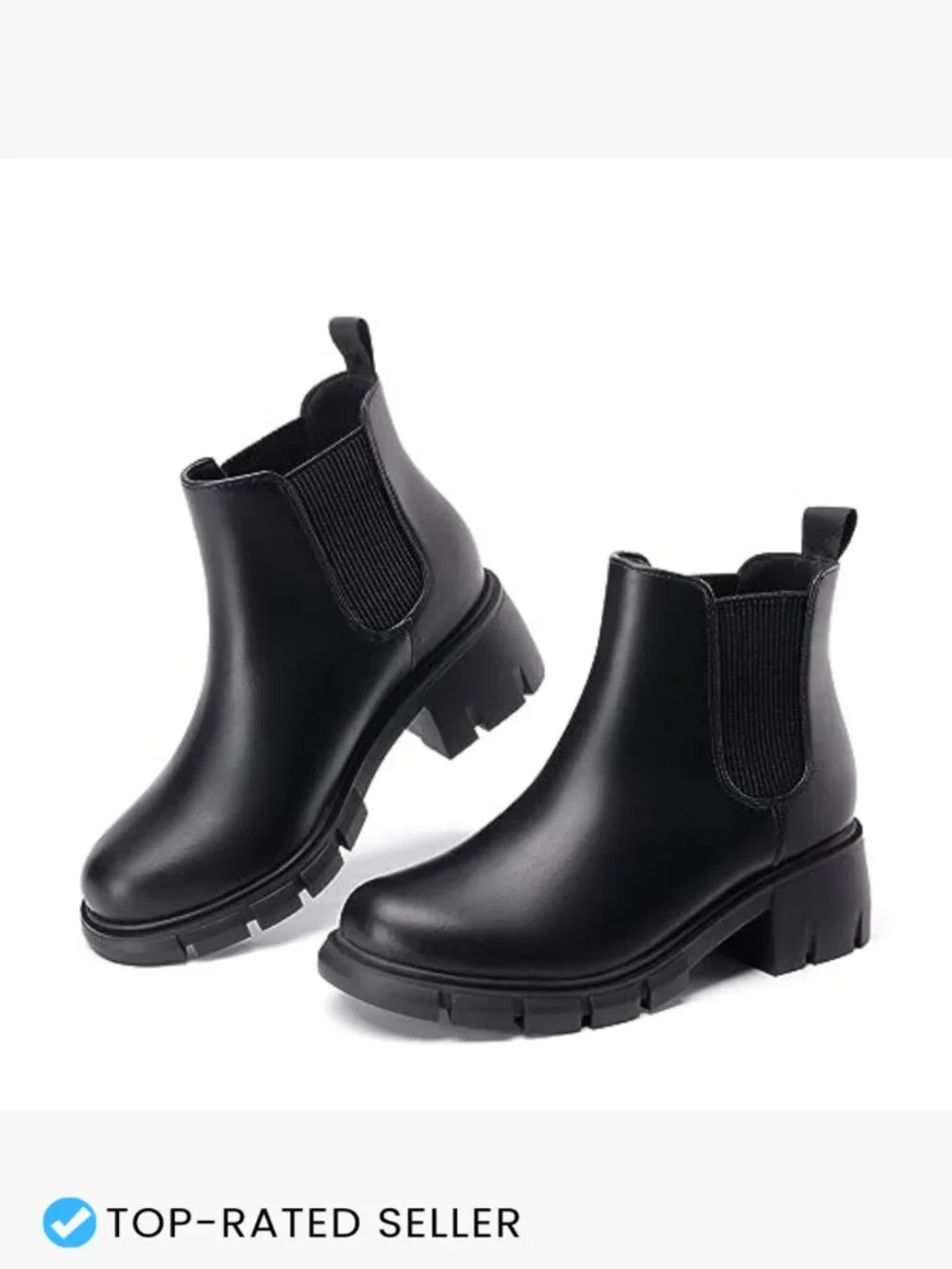 Girls Chelsea Boots Slip On Lug Sole Ankle Booties Comfortable Chunky Heel